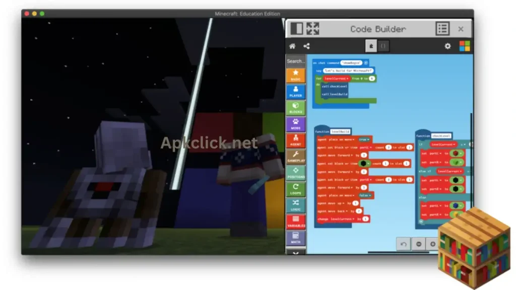A student navigating a custom Minecraft Education world, demonstrating problem-solving and creativity in a sandbox learning environment.