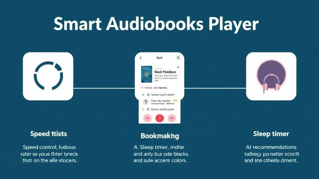 Colorful Smart Audiobooks app interface for kids, featuring playful icons, friendly characters, and easy navigation for age-appropriate, interactive storytelling.